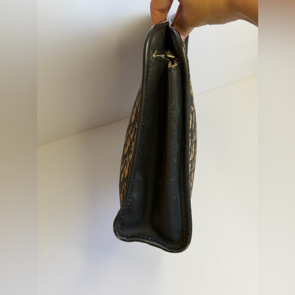 Vintage Christian Dior Large Clutch Bag in Navy Blue Trotter Jacquard Canvas - Picture 5 of 12